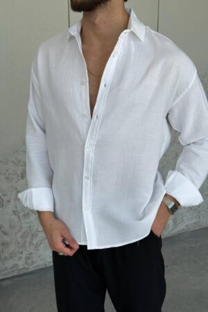 Müslin Kumaş Gömlek - Beyaz