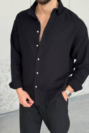 Müslin Kumaş Gömlek - Siyah