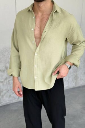Müslin Kumaş Gömlek - Açık Yeşil